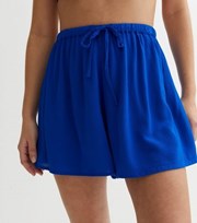 New Look Bright Blue Cheesecloth High Waist Beach Shorts
